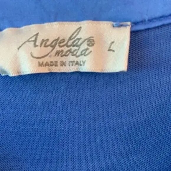 Angela Moda blue tiered ruffle midi dress size L - Picture 5 of 6